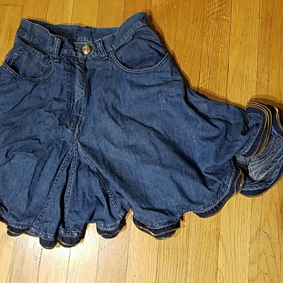 Vintage MOSCHINO Jean Ruffle Zipper Skirt Size 42 - Picture 4 of 8